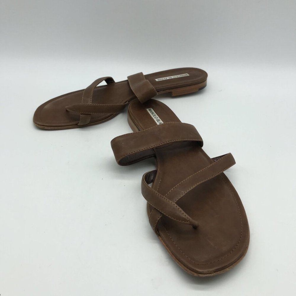 Manolo Blahnik Brown Leather Sandals 12